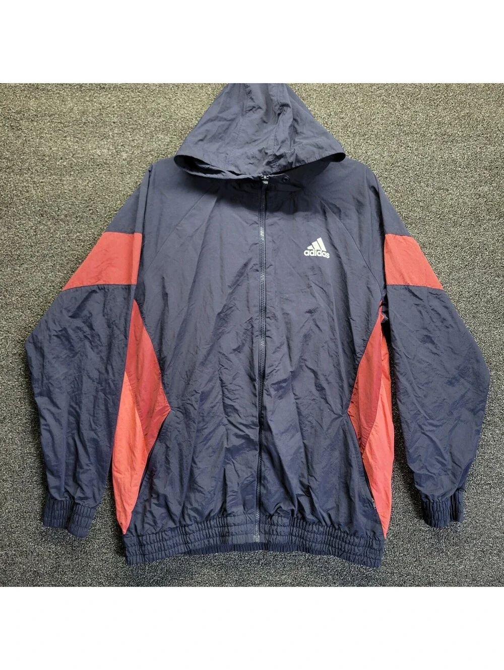 Adidas Windbreaker Men's Size L Legend Ink/Multicolor Sides
